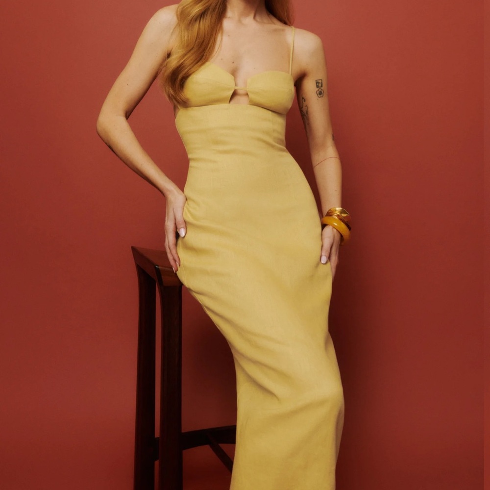 Reformation Malibu Linen Dress in Tuscan Sun
